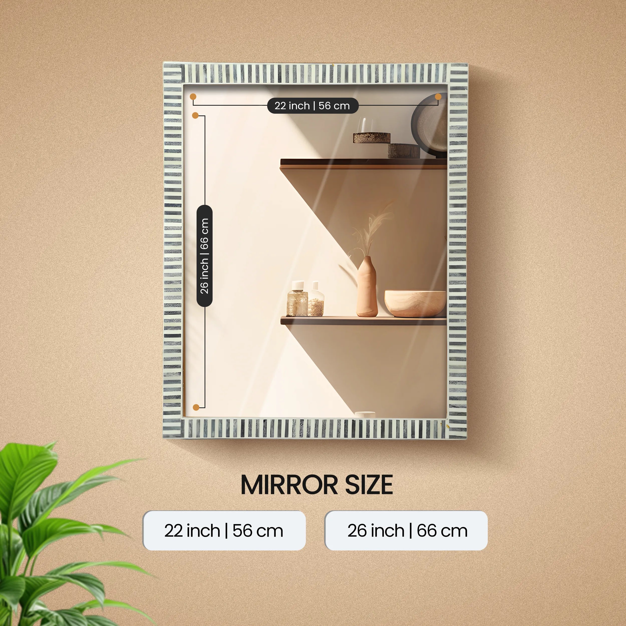 20"x24" Bone Inlay Striped Rectangular Mirror