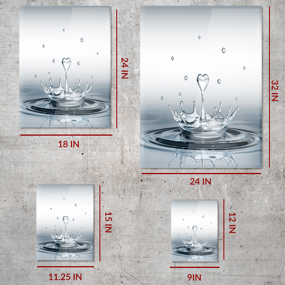 Acrylic Glass Wall Art | Heart Drop Splash Bathroom Wall Art | Bathroom Wall Decor | Bathroom Arylic Art Prints | Arylic Wall Art