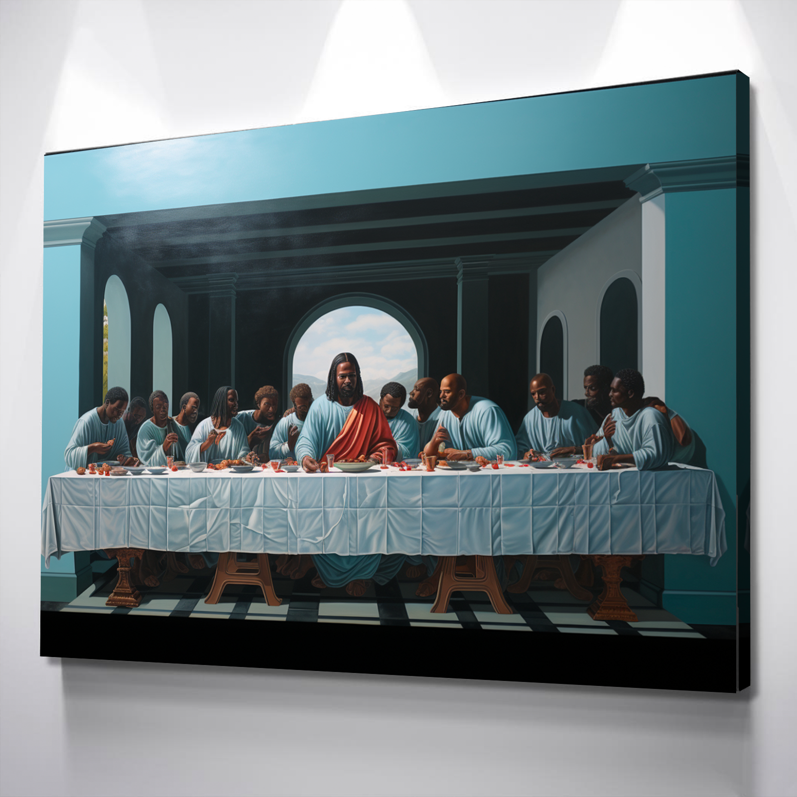 African American Wall Art | African Canvas Art | Canvas Wall Art | Black Jesus Last Supper v2