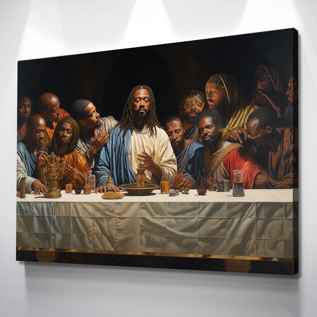 Black Jesus Last Supper Canvas Art | African American Wall Decor for Living Room v3