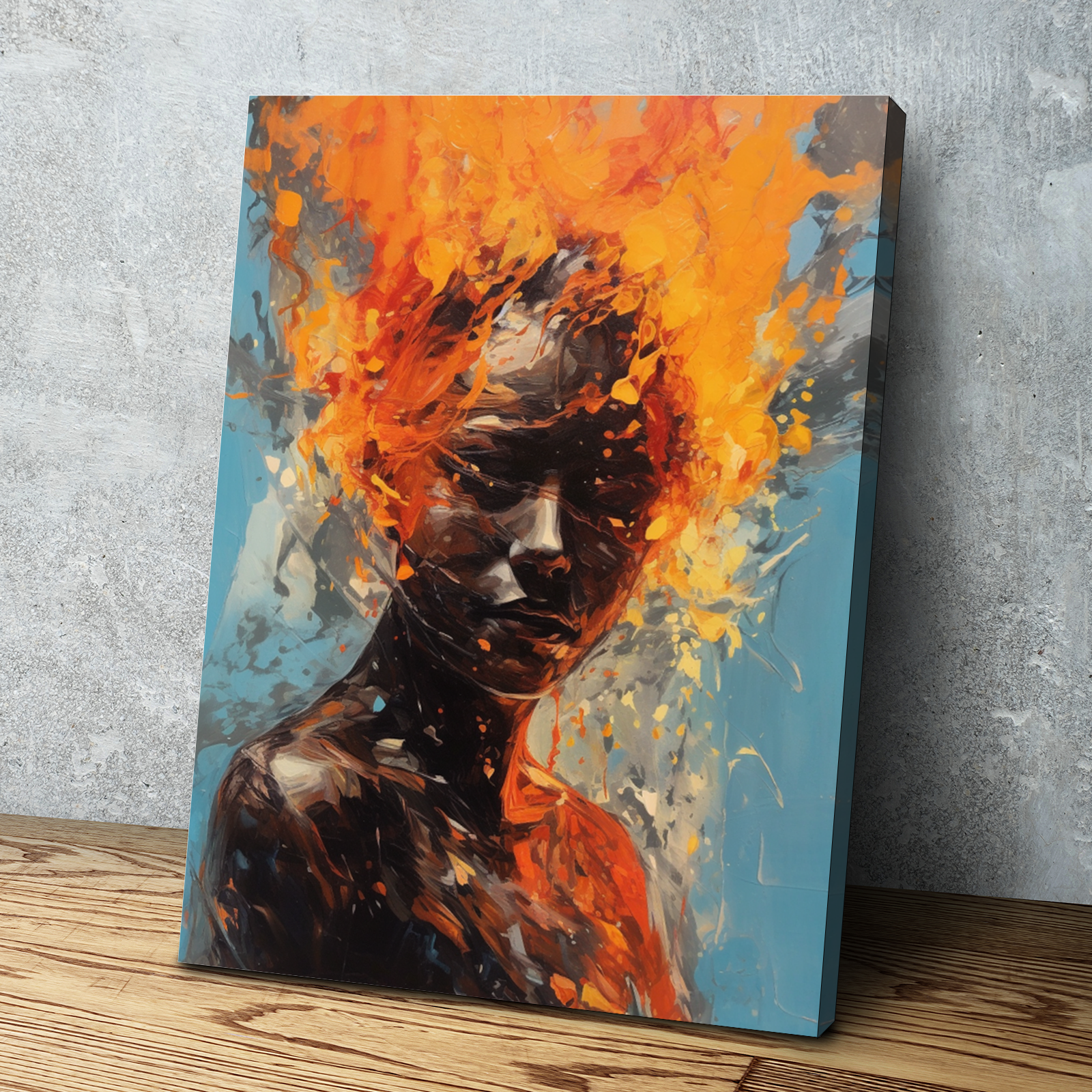 Abstract Woman Hair Fire Flames Portrait Bathroom Wall Art | Living Room Wall Art | Bathroom Wall Decor | Bathroom Canvas Art Prints | Canvas Wall Art